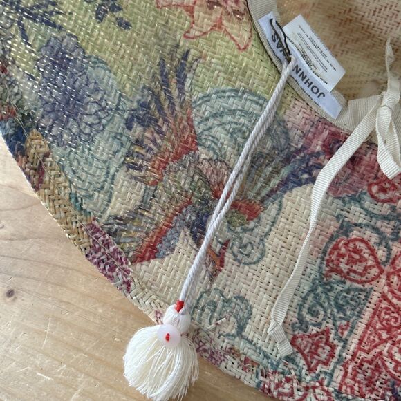 Johnny Was Paula Printed Beach Hat Colorful Floral Woven Toyo Sunhat Boho 57 cm - Picture 9 of 11